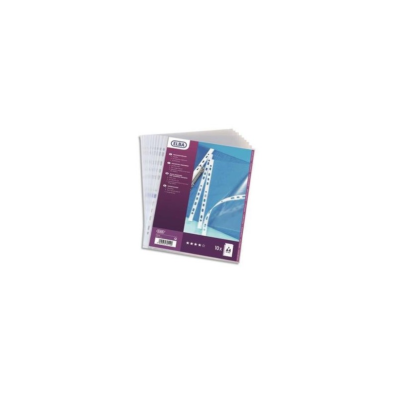 Sachet de 10 pochettes perforées - 9/100è - ELBA Sachet de 10 pochettes perforées - 9/100è - ELBA