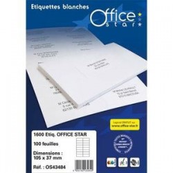 Boîte 800 Etiquettes adhésives Blanches - 105X70mm - OS43426 - OFFICE STAR