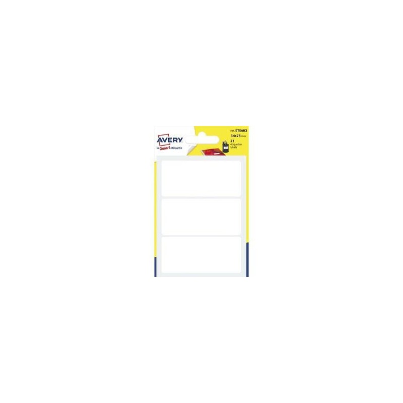 Sachet 21 Etiq. rect. Manuelles - 34x75mm - AVERY Sachet 21 Etiq. rect. Manuelles - 34x75mm - AVERY