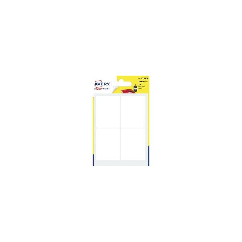 Sachet 28 Etiq. rect. Manuelles - 38x50mm - AVERYAVE S/28 ETIQ MANUEL 38X50 ETSA04
