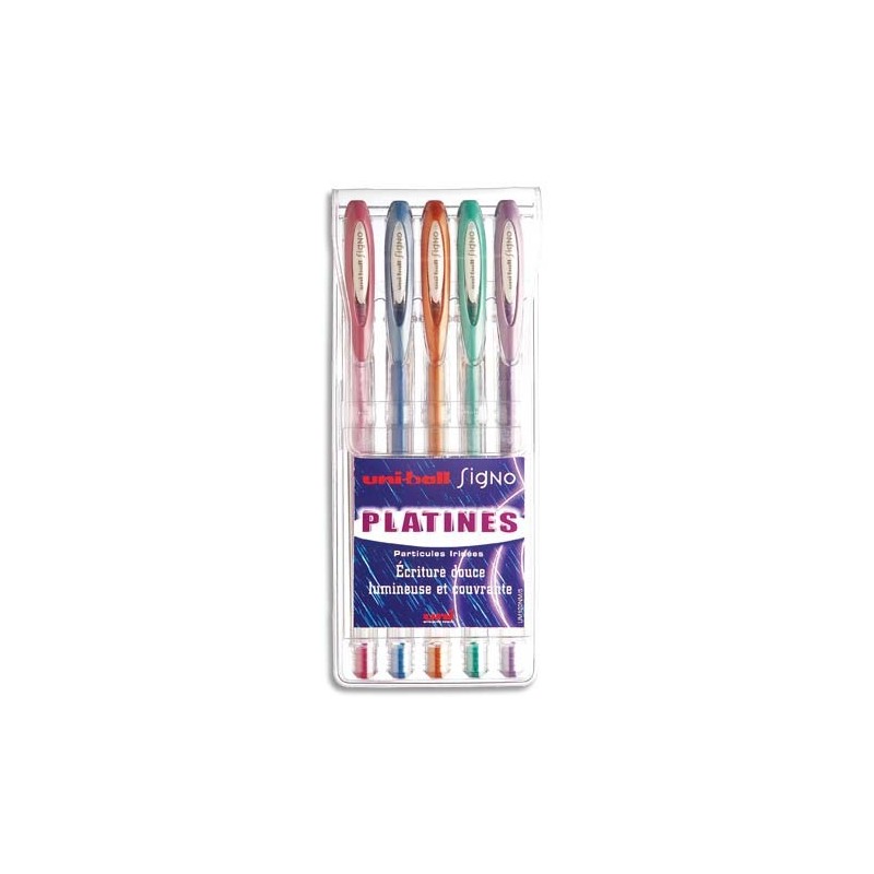 Poch/5 Stylos -Gel - PLATINES - Ass. Métal - UNIBALL Poch/5 Stylos -Gel - PLATINES - Ass. Métal - UNIBALL
