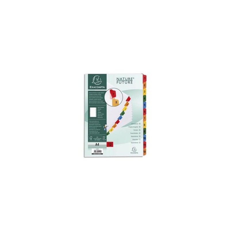 Jeu intercal/12 Touches 1 à 12 - A4 - 170g - EXACOMPTA Jeu intercal/12 Touches 1 à 12 - A4 - 170g - EXACOMPTA