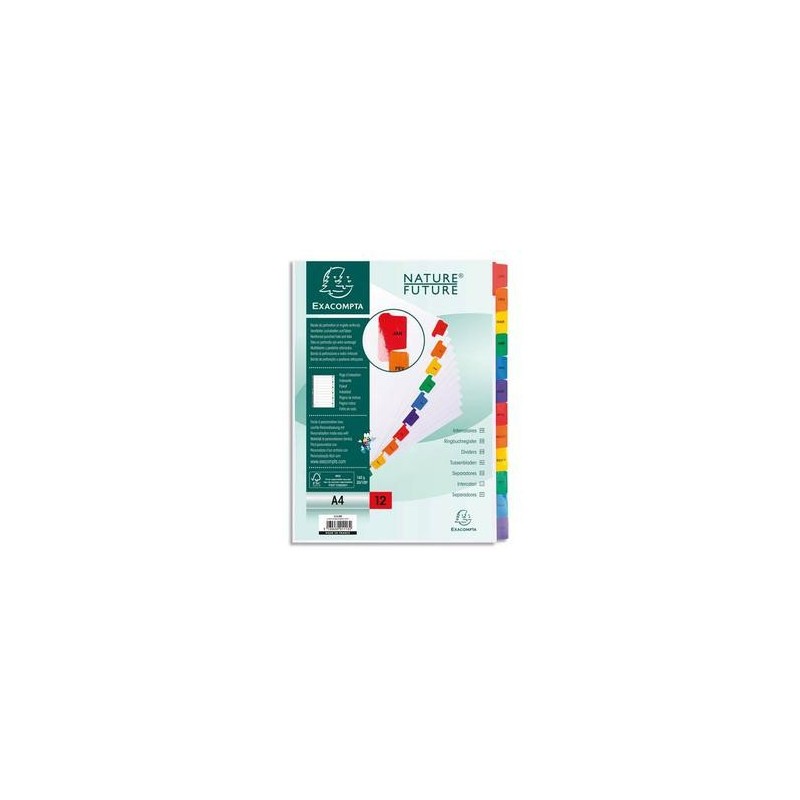 Jeu intercal/12 T- Janv/Déc - A4 - 170g - EXACOMPTAE Jeu intercal/12 T- Janv/Déc - A4 - 170g - EXACOMPTAE