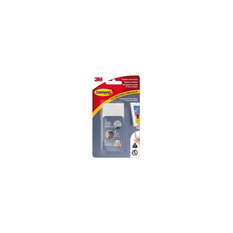 POST-IT Blister de 8 Laguettes de fixation Command(TM) pour tableau, Grand modèle blanc Poids max 7,2 Kg