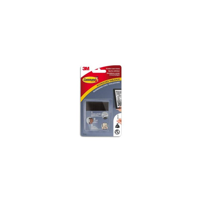 POST-IT Blister de 8 Languettes de fixation Command(TM) pour tableau, Moyen modèle noir Poids max 5,4 Kg POST-IT Blister de 8 Languettes de fixation Command(TM) pour tableau, Moyen modèle noir Poids max 5,4 Kg