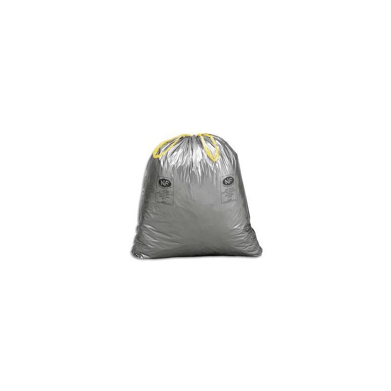 SACS POUBELLES Boîte de 100 Sacs-poubelles à liens coulissants standards 50 litres 28 microns SACS POUBELLES Boîte de 100 Sacs-poubelles à liens coulissants standards 50 litres 28 microns