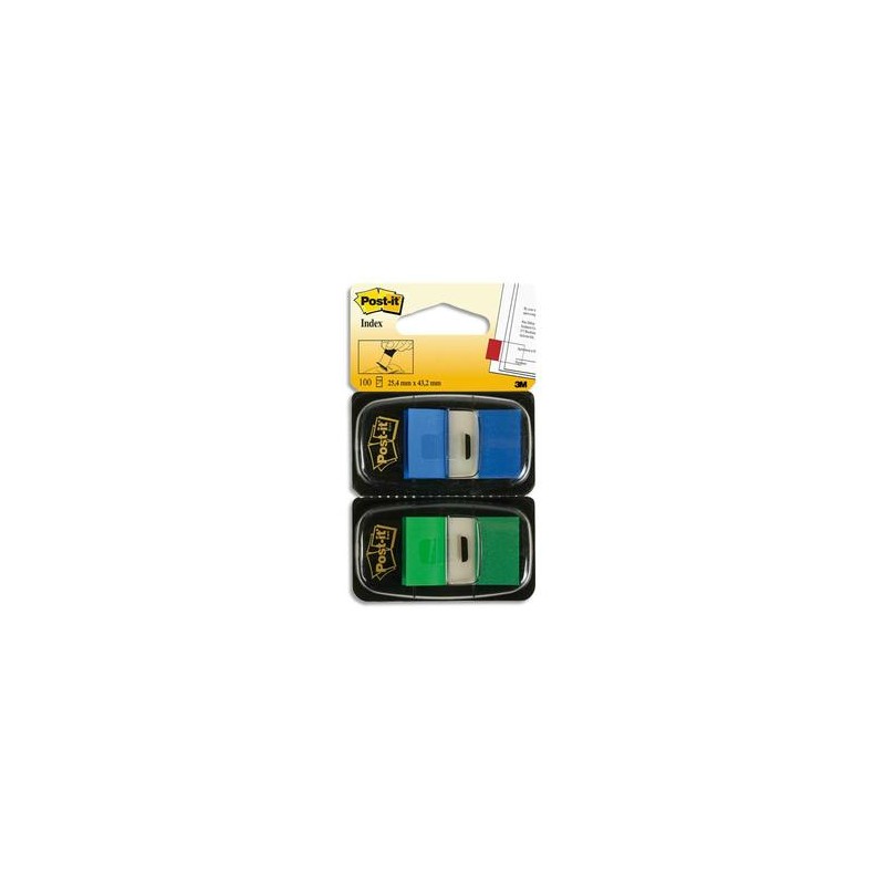 POST-IT Blister de 2 cartes de 50 marque-pages standards 2,54 x 4,4 cm bleu et vert POST-IT Blister de 2 cartes de 50 marque-pages standards 2,54 x 4,4 cm bleu et vert