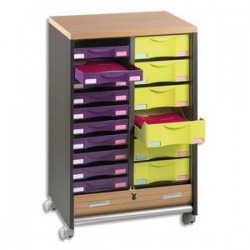 SIMMOB Desserte mobile Multiclass grise 2 colonnes L60 x H85 x P46 cm