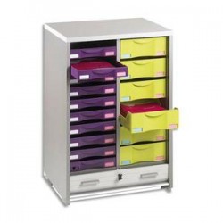 SIMMOB Desserte mobile Multiclass alu blanc 2 colonnes - Dimensions L60 x H85 x P46 cm