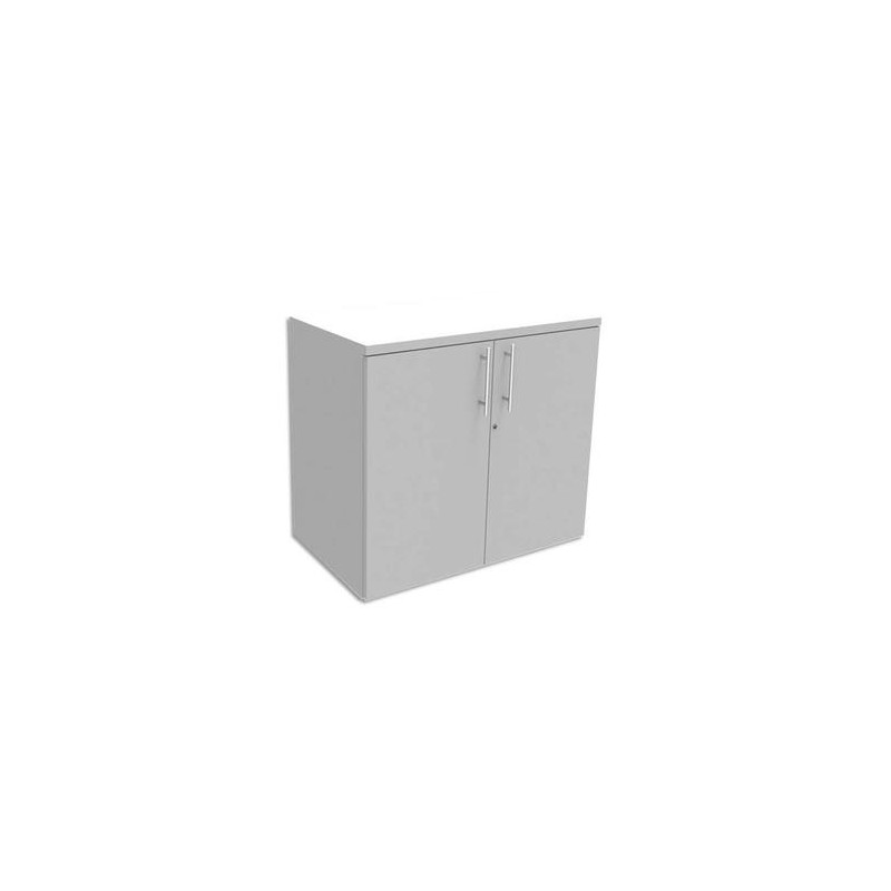 SIMMOB Armoire Basse 1 tablette avec porte INEO - Dimensions : L80 x H72 x P47 cm coloris Blanc perle