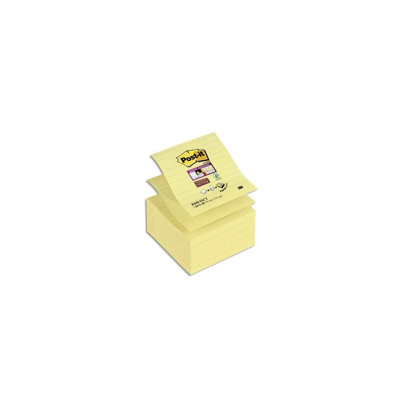 POST-IT Lot de 5 recharges Znotes Super Sticky jaune 90 feuilles lignées 101x101 mm