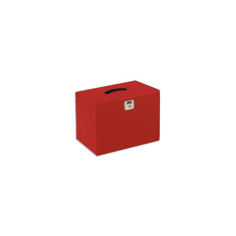 PIERRE HENRY Valise de classement en métal. Livrée avec 5 dossiers. Dim: 36,5x28x22 cm. Coloris rouge