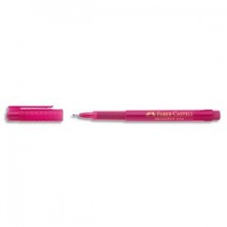 FABER CASTELL Stylo feutre pointe large 0,8 mm, corps transparent, encre rose indélébile