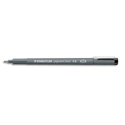 STAEDTLER Feutre pointe calibrée baguée métal 0,8mm, encre noire pigmentée infalsifiable résiste aux UV