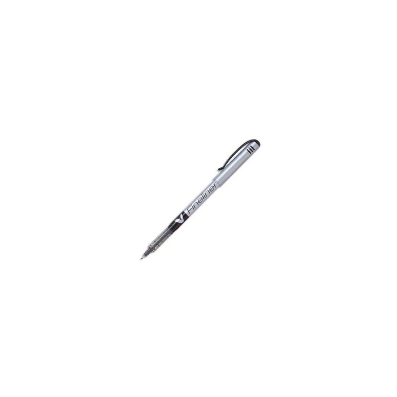 PILOT Stylo feutre pointe fine baguée métal encre liquide noire corps plastique V-FINELINER PILOT Stylo feutre pointe fine baguée métal encre liquide noire corps plastique V-FINELINER