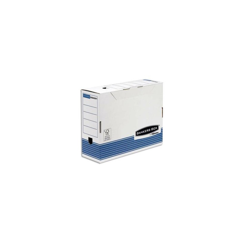 BANKERS BOX Boîte archives dos 10cm SYSTEM, montage automatique, carton recyclé blanc/bleu BANKERS BOX Boîte archives dos 10cm SYSTEM, montage automatique, carton recyclé blanc/bleu
