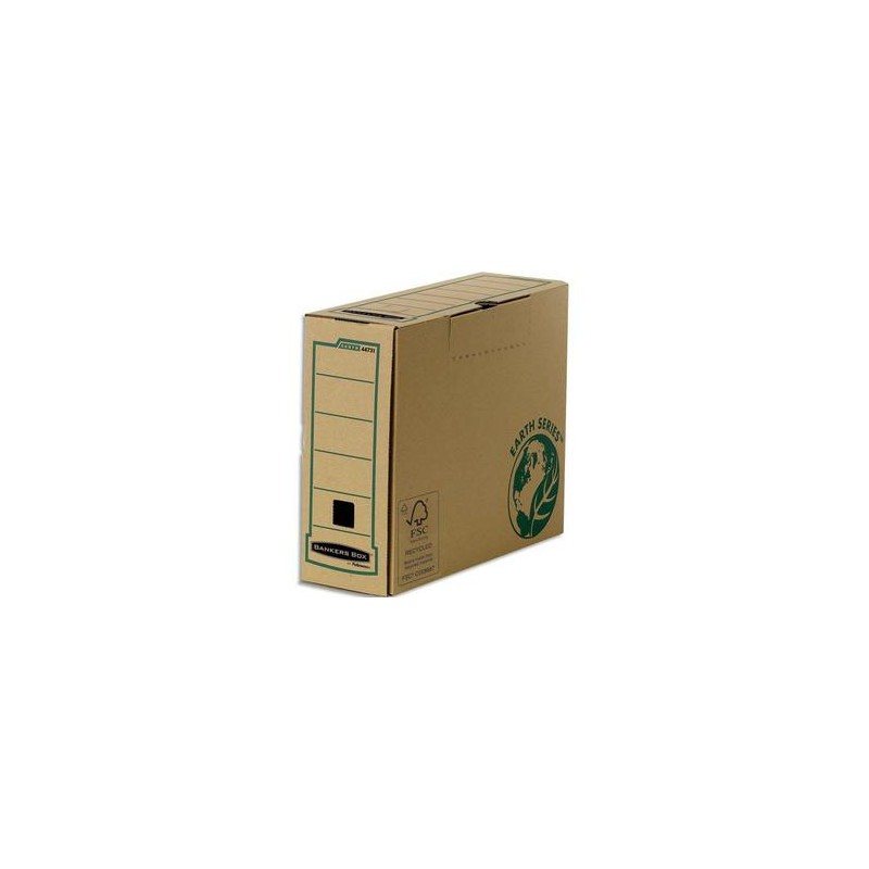 BANKERS BOX Boîte archives dos 10 cm EARTH SERIES. Montage manuel, carton recyclé kraft brun BANKERS BOX Boîte archives dos 10 cm EARTH SERIES. Montage manuel, carton recyclé kraft brun