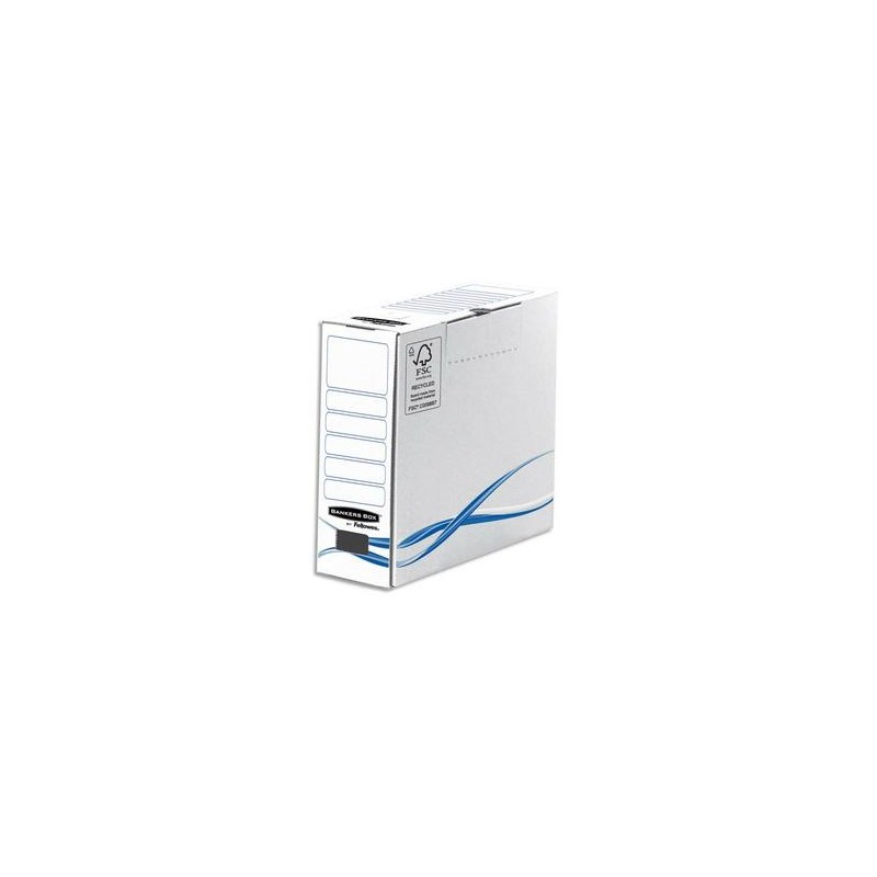 BANKERS BOX Boîte archives dos de 8cm BASIQUE, montage manuel, en carton blanc/bleu BANKERS BOX Boîte archives dos de 8cm BASIQUE, montage manuel, en carton blanc/bleu