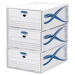 BANKERS BOX Lot de 5 tiroirs de rangement BASIQUE superposables, pour format A4, carton blanc/bleu
