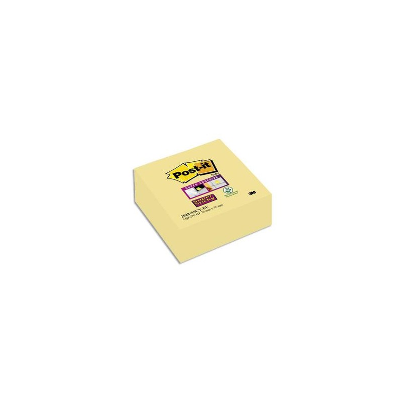 POST-IT Bloc cube Super Sticky 270 feuilles jaune 76 x 76 mm POST-IT Bloc cube Super Sticky 270 feuilles jaune 76 x 76 mm