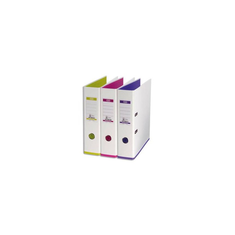 ELBA Classeur à levier MyCoulour recouvert de polypro dos 80mm coloris blanc et renforts en pp assortis