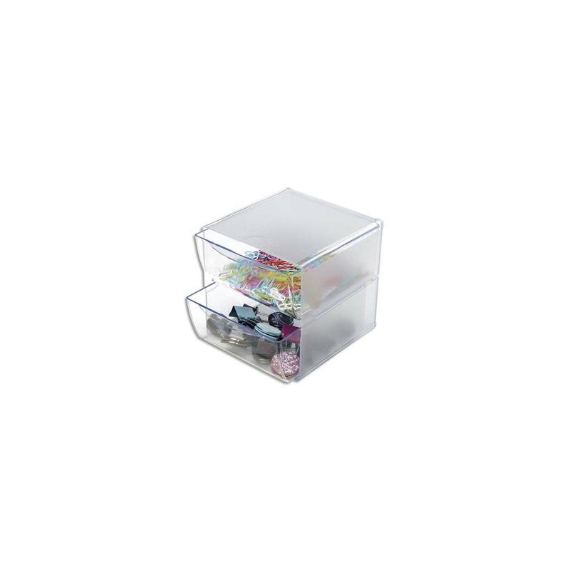 DEFLECTO Système modulable Cube 2 tiroirs en polystyrène - Dim. : L15,2 x H15,2 x P18,2 cm transparent DEFLECTO Système modulable Cube 2 tiroirs en polystyrène - Dim. : L15,2 x H15,2 x P18,2 cm transparent