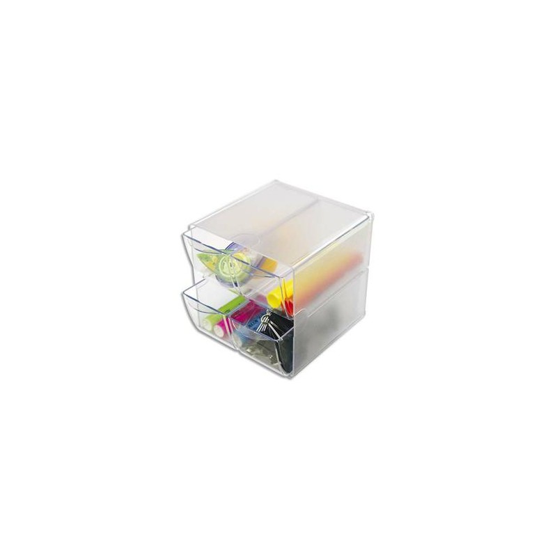 DEFLECTO Système modulable Cube 4 tiroirs en polystyrène - Dim. : L15,2 x H15,2 x P18,2 cm transparent DEFLECTO Système modulable Cube 4 tiroirs en polystyrène - Dim. : L15,2 x H15,2 x P18,2 cm transparent
