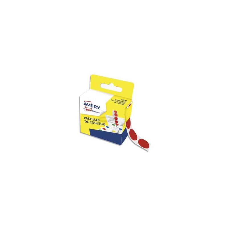 AVERY Boîte distributrice de 150 pastilles adhésives Ø15 mm. Coloris rouge. AVERY Boîte distributrice de 150 pastilles adhésives Ø15 mm. Coloris rouge.
