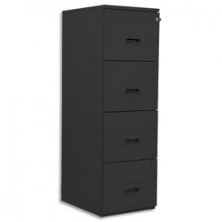 PIERRE HENRY Classeur pour dossiers suspendus 4 tiroirs - Dimensions : L41,8 x H130,8 x P54,1 cm noir