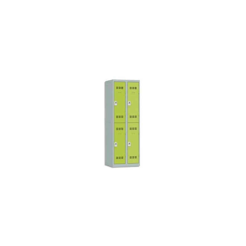 VINCO Vestiaire 2 Cases + 2 Colonnes - Dimensions : L60 x H180 x P50 cm gris perle anis