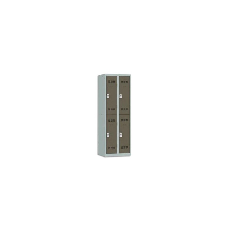 VINCO Vestiaire 2 Cases + 2 Colonnes - Dimensions : L60 x H180 x P50 cm gris perle basalte VINCO Vestiaire 2 Cases + 2 Colonnes - Dimensions : L60 x H180 x P50 cm gris perle basalte