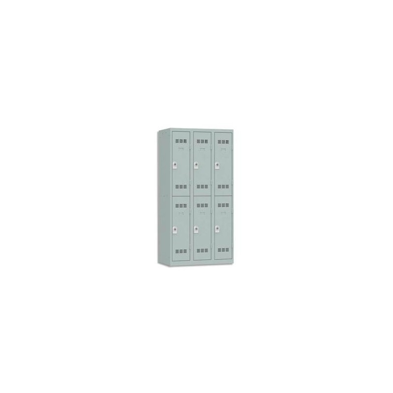 VINCO Vestiaire 2 Cases + 3 Colonnes - Dimensions : L90 x H180 x P50 cm gris perle