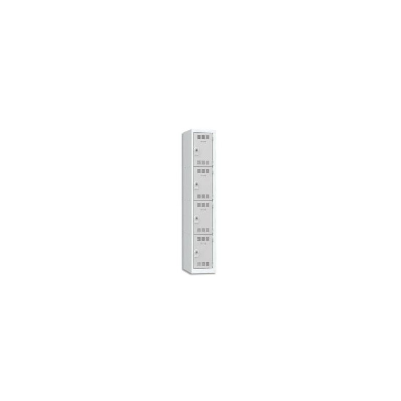 VINCO Vestiaire 4 Cases + 1 Colonne - Dimensions : L30 x H180 x P50 cm gris perle VINCO Vestiaire 4 Cases + 1 Colonne - Dimensions : L30 x H180 x P50 cm gris perle