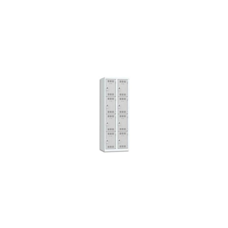 VINCO Vestiaire 4 Cases + 2 Colonnes - Dimensions : L60 x H180 x P50 cm gris perle VINCO Vestiaire 4 Cases + 2 Colonnes - Dimensions : L60 x H180 x P50 cm gris perle