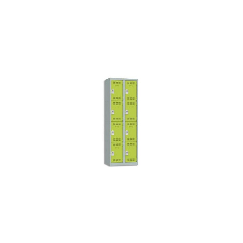 VINCO Vestiaire 4 Cases + 2 Colonnes - Dimensions : L60 x H180 x P50 cm gris perle anis