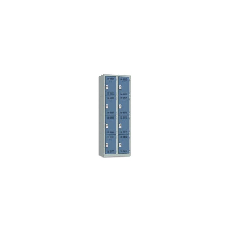 VINCO Vestiaire 4 Cases + 2 Colonnes - Dimensions : L60 x H180 x P50 cm gris perle bleu