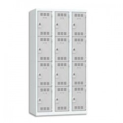 VINCO Vestiaire 4 Cases + 3 Colonnes - Dimensions : L90 x H180 x P50 cm gris perle
