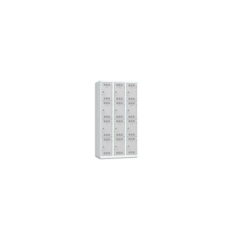 VINCO Vestiaire 4 Cases + 3 Colonnes - Dimensions : L90 x H180 x P50 cm gris perle VINCO Vestiaire 4 Cases + 3 Colonnes - Dimensions : L90 x H180 x P50 cm gris perle