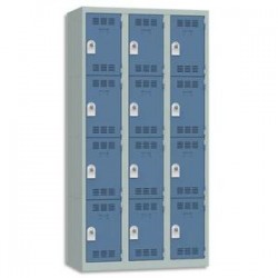 VINCO Vestiaire 4 Cases + 3 Colonnes - Dimensions : L90 x H180 x P50 cm gris perle bleu
