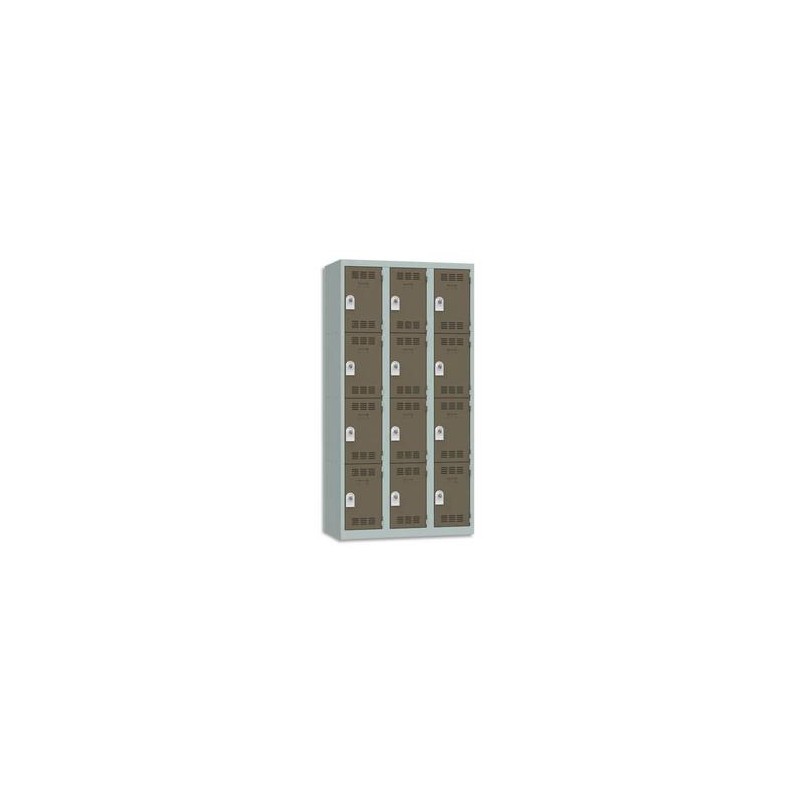 VINCO Vestiaire 4 Cases + 3 Colonnes - Dimensions : L90 x H180 x P50 cm gris perle basalte