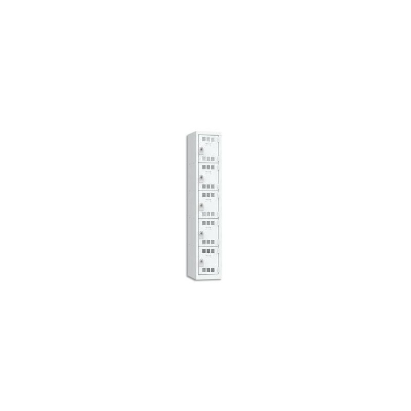 VINCO Vestiaire 5 Cases + 1 Colonne - Dimensions : L30 x H180 x P50 cm gris perle