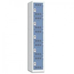 VINCO Vestiaire 5 Cases + 1 Colonne - Dimensions : L30 x H180 x P50 cm gris perle bleu