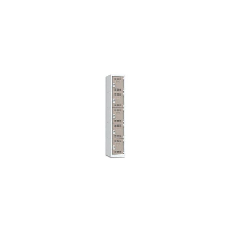 VINCO Vestiaire 5 Cases + 1 Colonne - Dimensions : L30 x H180 x P50 cm gris perle basalte VINCO Vestiaire 5 Cases + 1 Colonne - Dimensions : L30 x H180 x P50 cm gris perle basalte