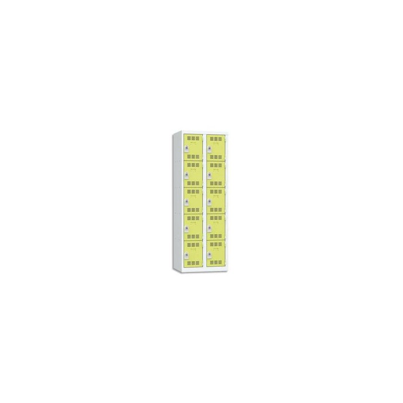 VINCO Vestiaire 5 Cases + 2 Colonnes - Dimensions : L60 x H180 x P50 cm gris perle anis VINCO Vestiaire 5 Cases + 2 Colonnes - Dimensions : L60 x H180 x P50 cm gris perle anis