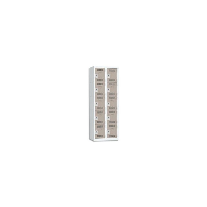 VINCO Vestiaire 5 Cases + 2 Colonnes - Dimensions : L60 x H180 x P50 cm gris perle basalte VINCO Vestiaire 5 Cases + 2 Colonnes - Dimensions : L60 x H180 x P50 cm gris perle basalte