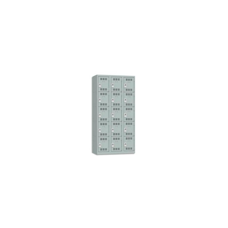 VINCO Vestiaire 5 Cases + 3 Colonnes - Dimensions : L90 x H180 x P50 cm gris perle