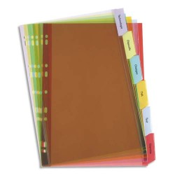 ELBA Jeu d'intercalaires en PVC 14/100e. 4 onglets personnalisables, pour fiches bristol A6.