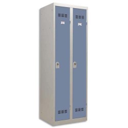 PIERRE HENRY Vestiaire métal industrie propre 2 casiers largeur 60 cm gris perle bleu