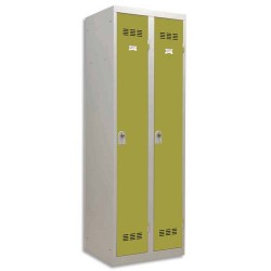 PIERRE HENRY Vestiaire métal industrie propre 2 casiers largeur 60 cm gris perle anis