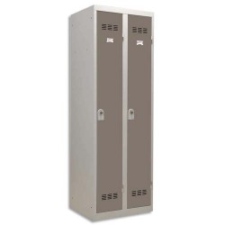 PIERRE HENRY Vestiaire métal industrie propre 2 casiers largeur 60 cm gris perle basalte